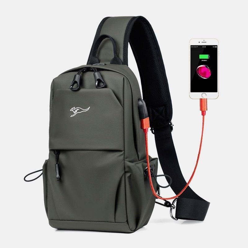 Herre Vanntett Slitebestandig Usb Lade Brystveske Multi-lomme Anti-tyveri Crossbody Skulderveske