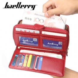 Baellerry Dame Imitert Skinn Med Stor Kapasitet Moteveske Lommebok Pure Color Clutch Bag Kortholder