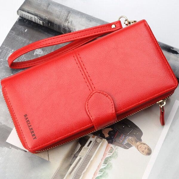 Baellerry Dame Imitert Skinn Med Stor Kapasitet Moteveske Lommebok Pure Color Clutch Bag Kortholder