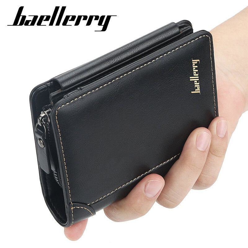 Baellerry Herre Faux Leather Causal Business Zipper Coin Lommebok