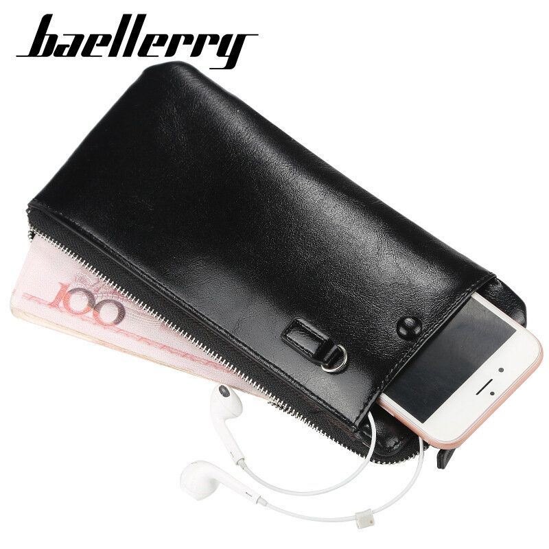 Baellerry Herre Faux Leather Lang Telefonveske Glidelås Lommebok Kortholder Clutches Bag