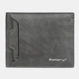 Baellerry Men Pu Leather Multi-card Slot Casual Thin Money Clip Card Holder Lommebok