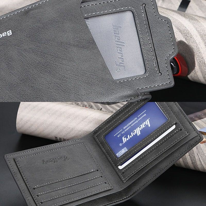 Baellerry Men Pu Leather Multi-card Slot Casual Thin Money Clip Card Holder Lommebok