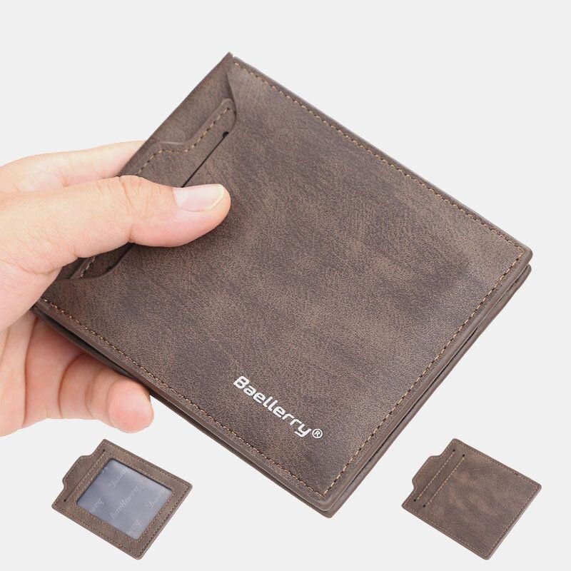 Baellerry Men Pu Leather Multi-card Slot Casual Thin Money Clip Card Holder Lommebok