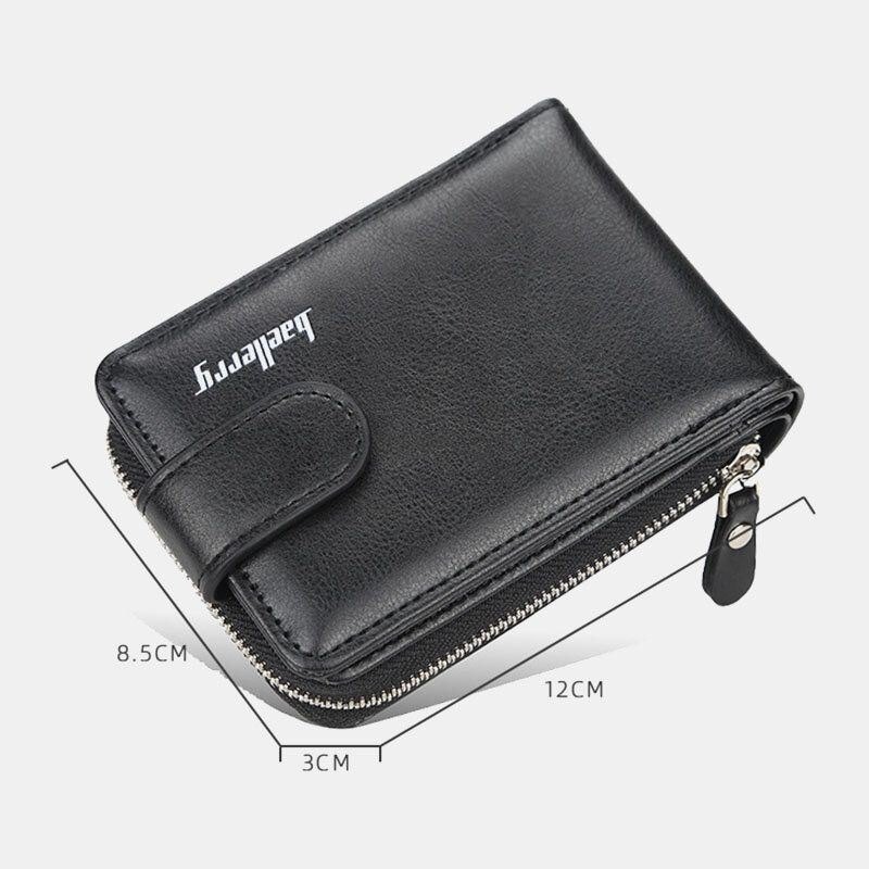 Baellerry Men Pu Leather Organ Design Multi-card Slot Retro Money Clip Card Holder Lommebok