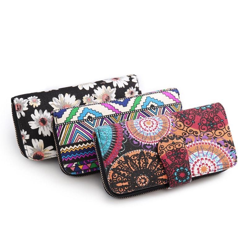 Dame Canvas Bohemian Long Wallet Muti-spor