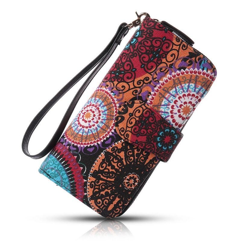 Dame Canvas Bohemian Long Wallet Muti-spor