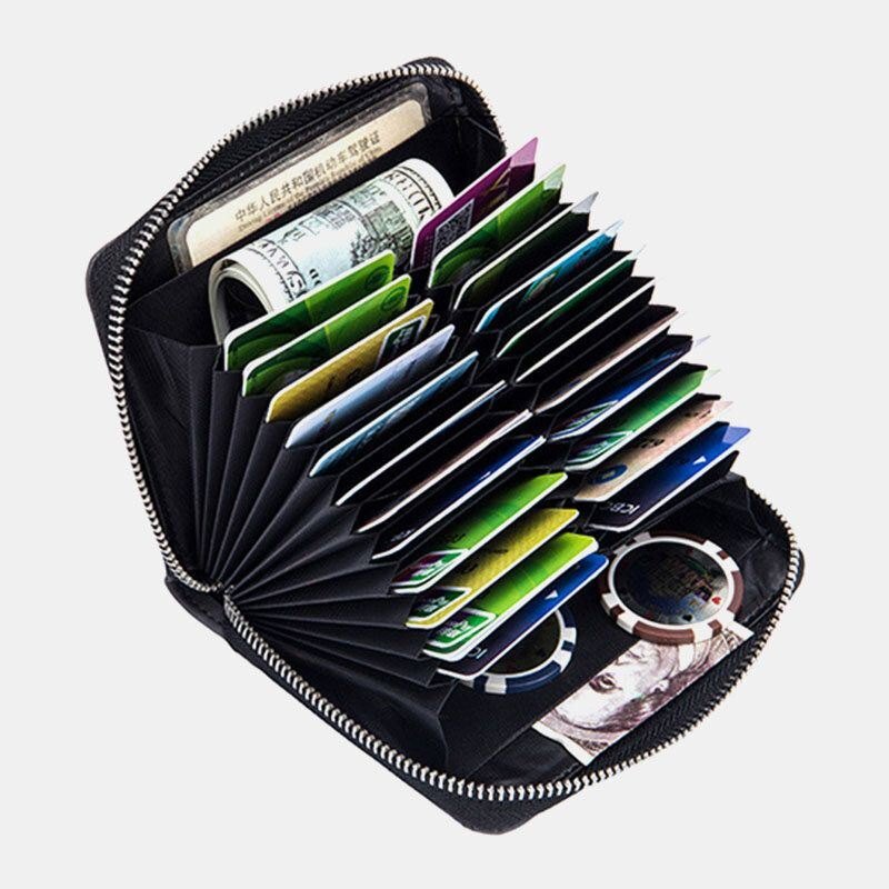 Dame Ekte Skinn Anti-tyveri Orgel Design Milti-card Slot Card Bag Kortholder Lommebok