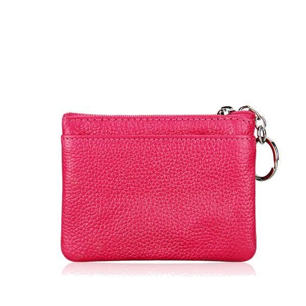 Dame Ekte Skinn Dobbel Glidelås Kortholder Clutch Lommebok Candy Color Myntposer