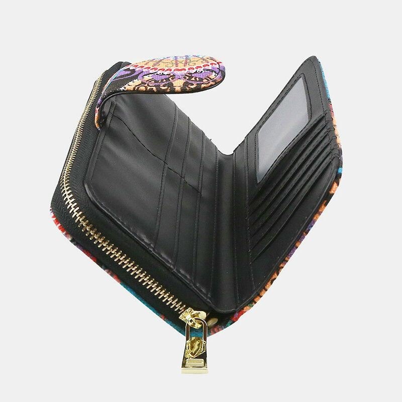 Dame Lerret Bohemian Style Utskrift Lang Clutch Lommebok