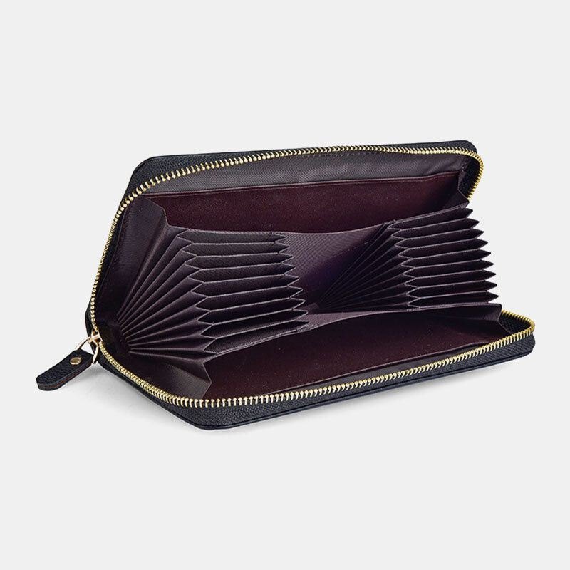 Dame Og Herre Pu-skinn Litchi-mønster Multi-kortspor Avtakbar Håndleddsstropp Retro Mellomlang Kortholder Clutch Lommebøker