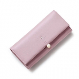 Dame Pu Leather Casual Long Wallet Kredittbilholder