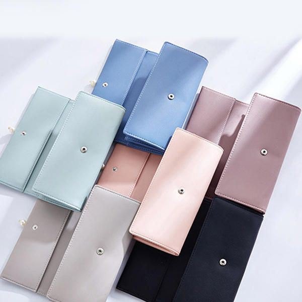 Dame Pu Leather Casual Long Wallet Kredittbilholder