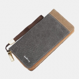 Herre Canvas Bifold Lang Multi-spor Kortetui Telefonholder Lommebok Veske