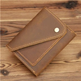 Herre Crazy Horse Leather Hasp Wallets Retro Id-kort Førerkort Holder Pengeklipp