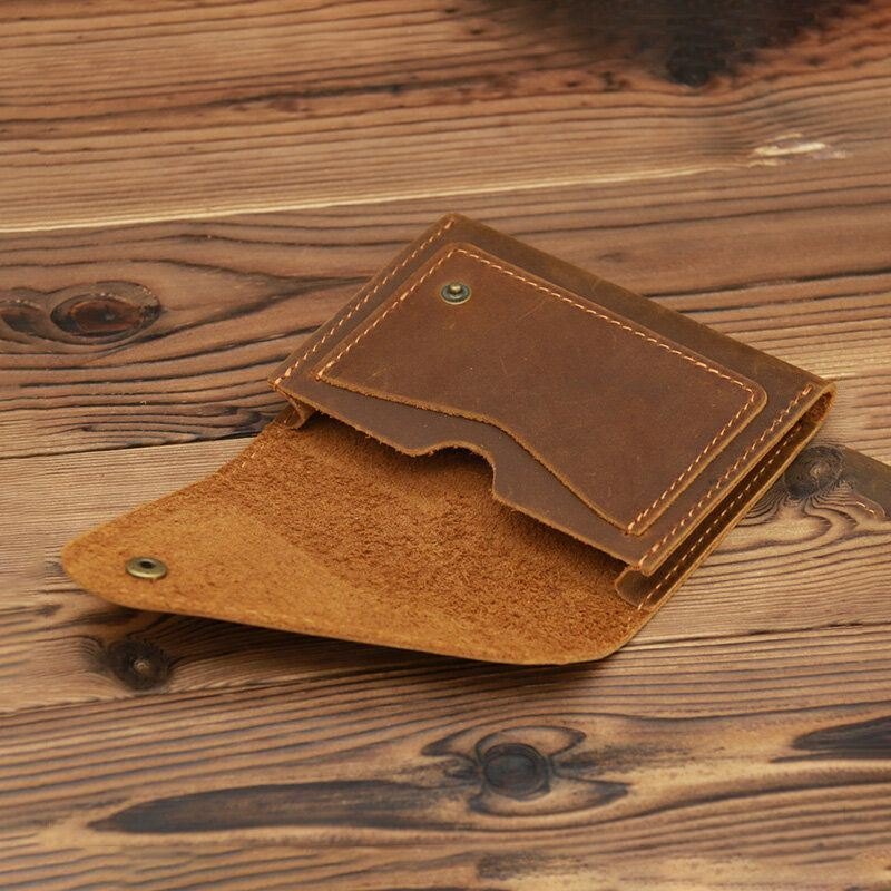 Herre Crazy Horse Leather Hasp Wallets Retro Id-kort Førerkort Holder Pengeklipp