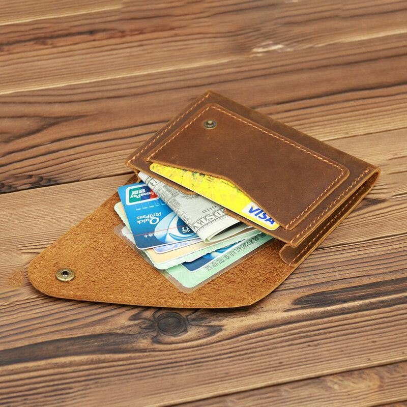 Herre Crazy Horse Leather Hasp Wallets Retro Id-kort Førerkort Holder Pengeklipp