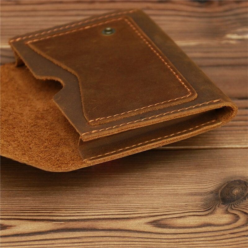 Herre Crazy Horse Leather Hasp Wallets Retro Id-kort Førerkort Holder Pengeklipp