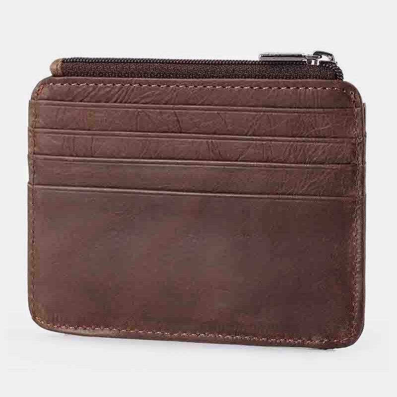 Herre Ekte Skinn 11-kortspor Kortholder Mini Glidelås Myntveske Clutch Lommebøker