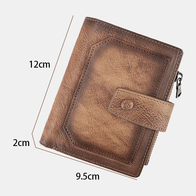 Herre Ekte Skinn Håndgnidd Farge Kort Bifold Stor Kapasitet Pengeklemme Retro Multi-card Slot Card Case Førerkort Lommebok