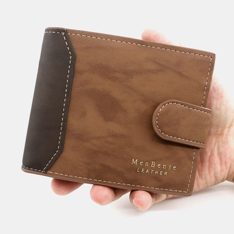 Herre Imitert Skinn Fargematching Multi-card Kort Lommebok Mote Hasp Bifold Pengeklipp Myntpung