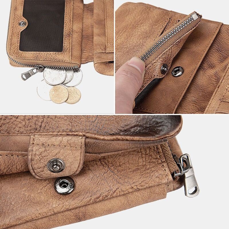 Herre Kuskinn Trifold Kort Multi-card Slot Card Case Pengeklemme Førerkort Lommebøker