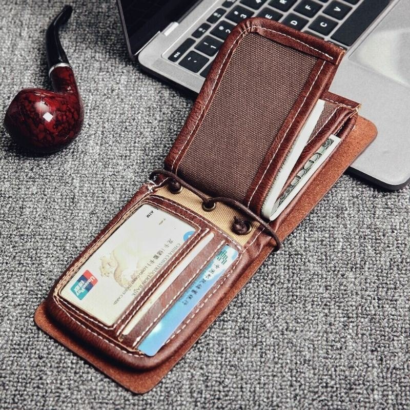 Herre Multifunksjonell Lommebok Vintage Bifold Kort Multi-card Slot Kortholder Myntpung Pengeklemme