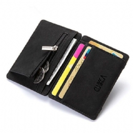 Herre Pu Leather Money Clip Tynn Bifold Lommebok Kredittkortholder