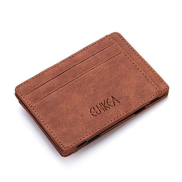 Herre Pu Leather Money Clip Tynn Bifold Lommebok Kredittkortholder