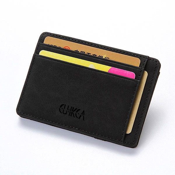 Herre Pu Leather Money Clip Tynn Bifold Lommebok Kredittkortholder