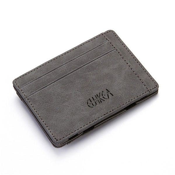 Herre Pu Leather Money Clip Tynn Bifold Lommebok Kredittkortholder