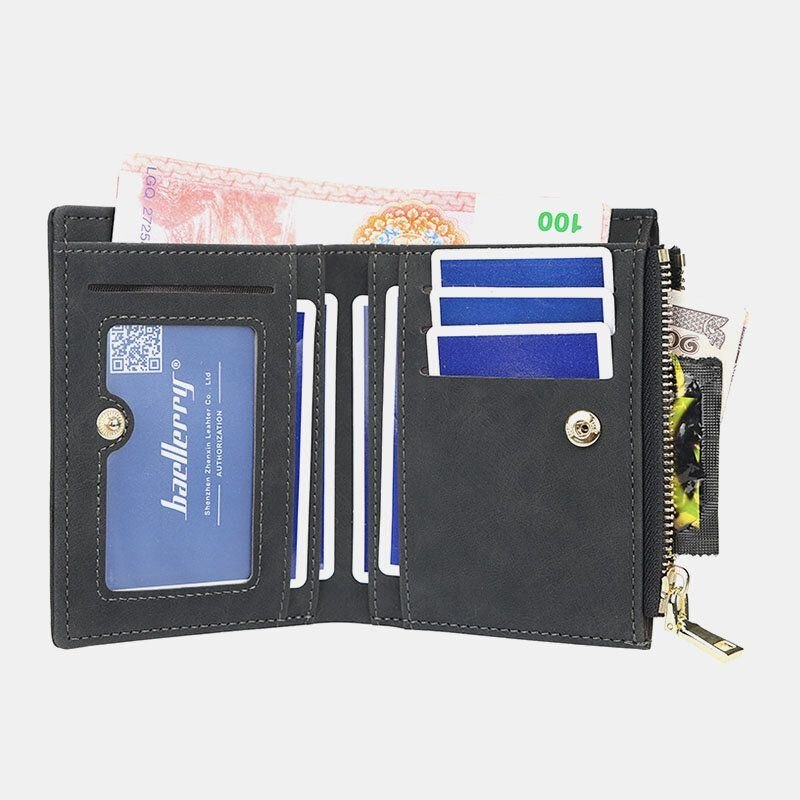 Herre Pu Leather Multi-card Slot Casual Tynn Penge Klippkortholder Lommebok