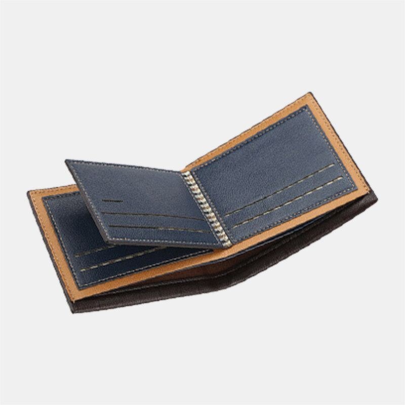 Herre Pu Leather Short 6 Card Slot Card Holder Business Fashion Bifold Thin Førerkort Lommebok Myntpung