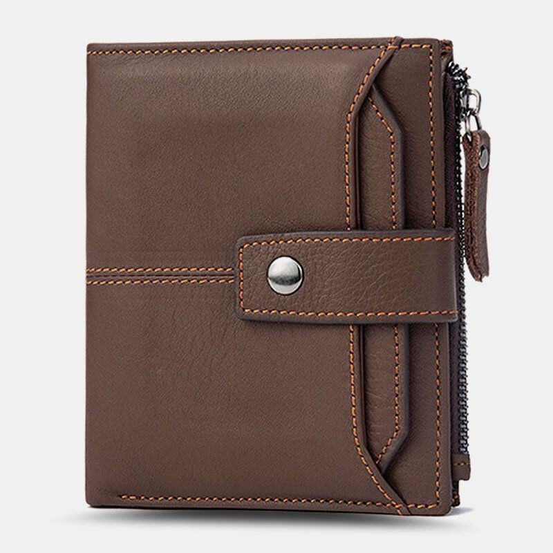 Herre Short Bifold Blocking Wallet Retro Casual Multi-card Slot Card Holder Kuskinn Førerkort Lommebok