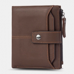 Herre Short Bifold Blocking Wallet Retro Casual Multi-card Slot Card Holder Kuskinn Førerkort Lommebok