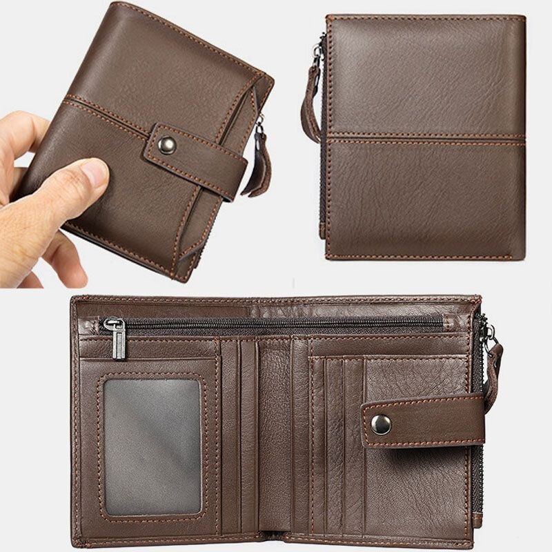 Herre Short Bifold Blocking Wallet Retro Casual Multi-card Slot Card Holder Kuskinn Førerkort Lommebok