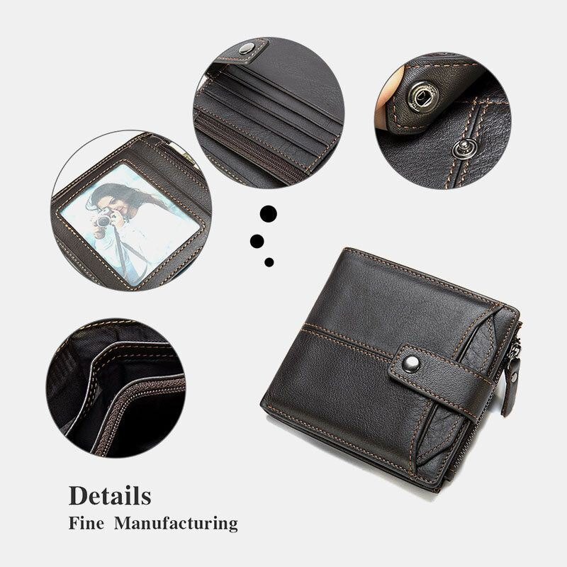 Herre Short Bifold Blocking Wallet Retro Casual Multi-card Slot Card Holder Kuskinn Førerkort Lommebok