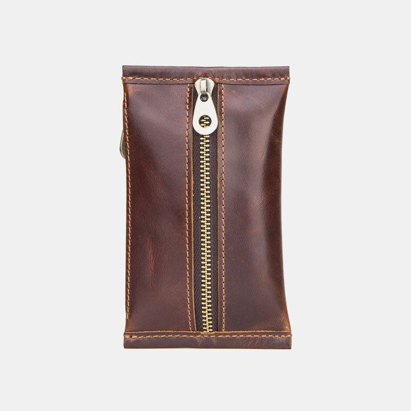 Herre Slim Key Genuine Leather Glidelås Mynt Lommebok