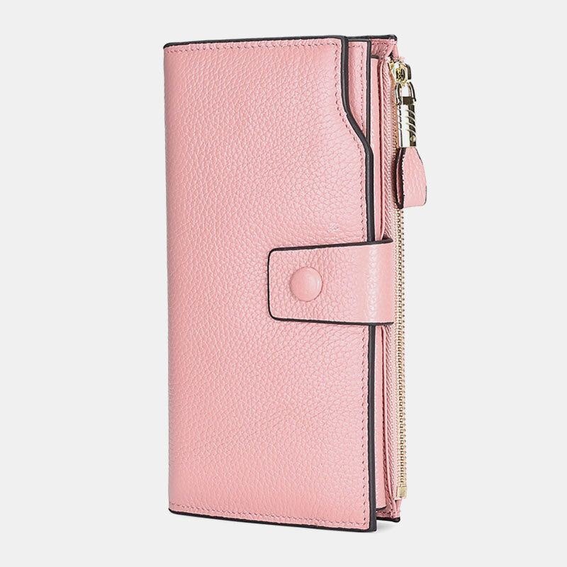 Herre Unisex Ekte Skinn Anti-tyveri Litchi Mønster 5.8 Tommer Telefonveske Clutch Veske Multi-spor Kortholder Lommebok