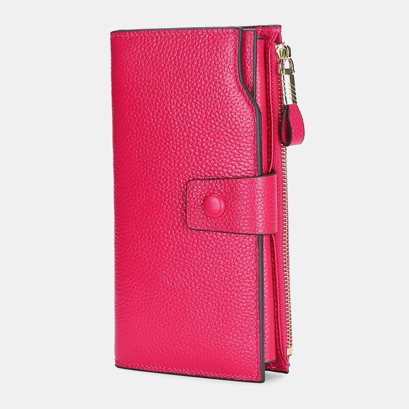 Herre Unisex Ekte Skinn Anti-tyveri Litchi Mønster 5.8 Tommer Telefonveske Clutch Veske Multi-spor Kortholder Lommebok