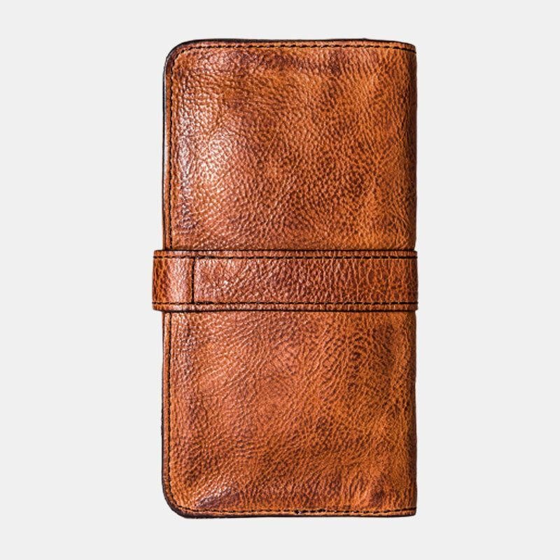 Men Lang Bifold Multi-card Slot Card Holder Vintage Pu Leather 6.5 Tommers Telefonveske Pengeklips Lommebok