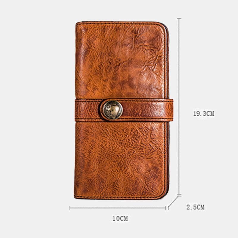 Men Lang Bifold Multi-card Slot Card Holder Vintage Pu Leather 6.5 Tommers Telefonveske Pengeklips Lommebok