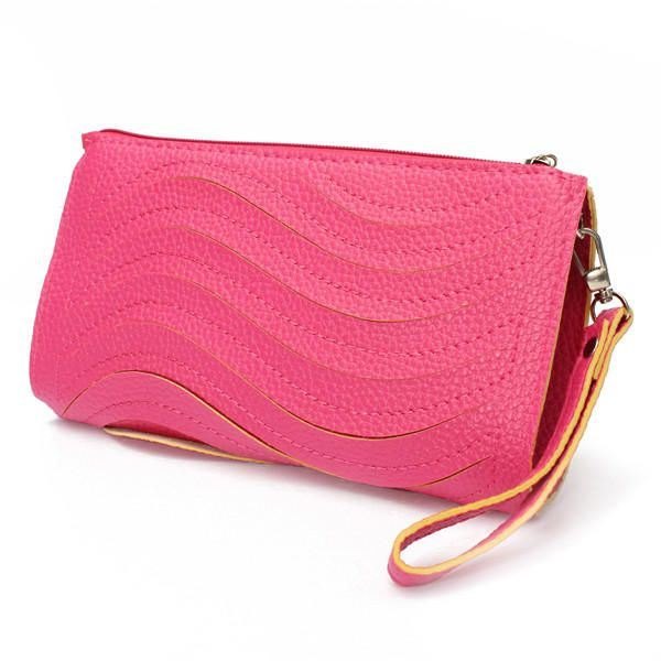 Pu-håndveske For Dame Wave Single Shoulder Cross Body Bag Håndledd Clutch Lommebok