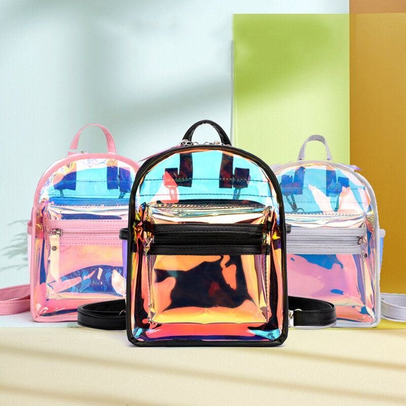 Dame 2stk Transparent Jelly Multi-bære Mini Ryggsekk Crossbody Bag Håndveske