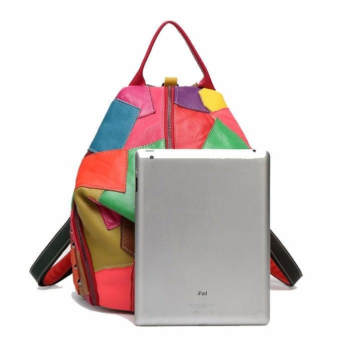 Dame Casual Patchwork Ekte Skinn Skuldervesker Med Stor Kapasitet Crossbody-vesker