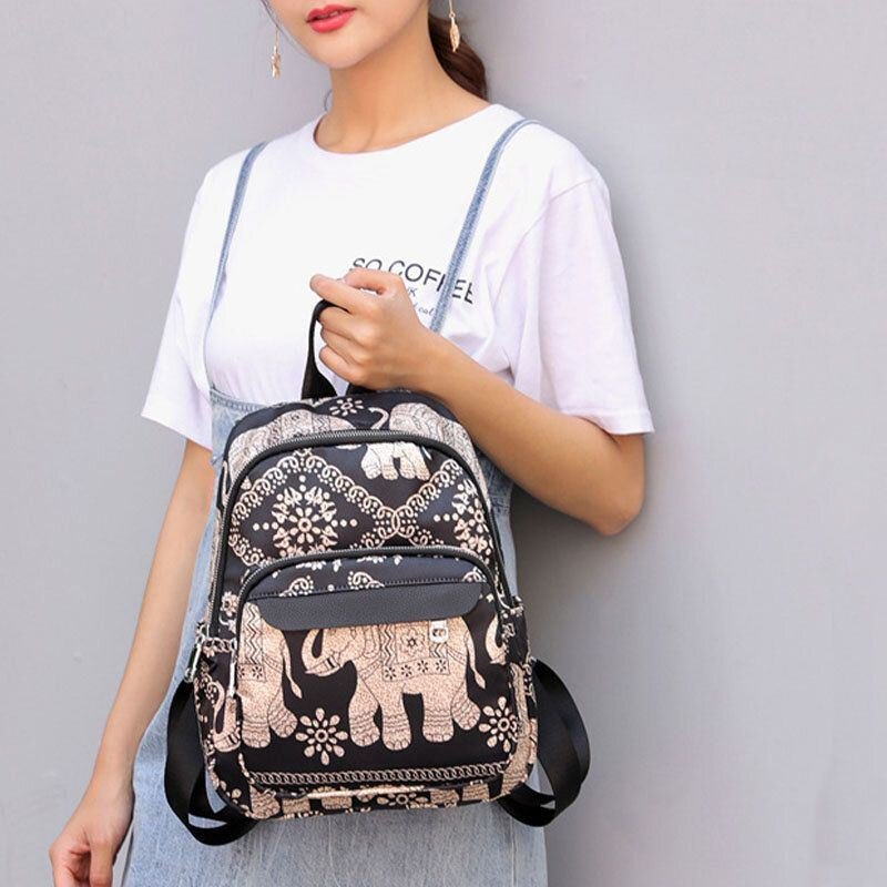 Dame Casual Ryggsekk Reiseveske Animal Flower Printed Bag