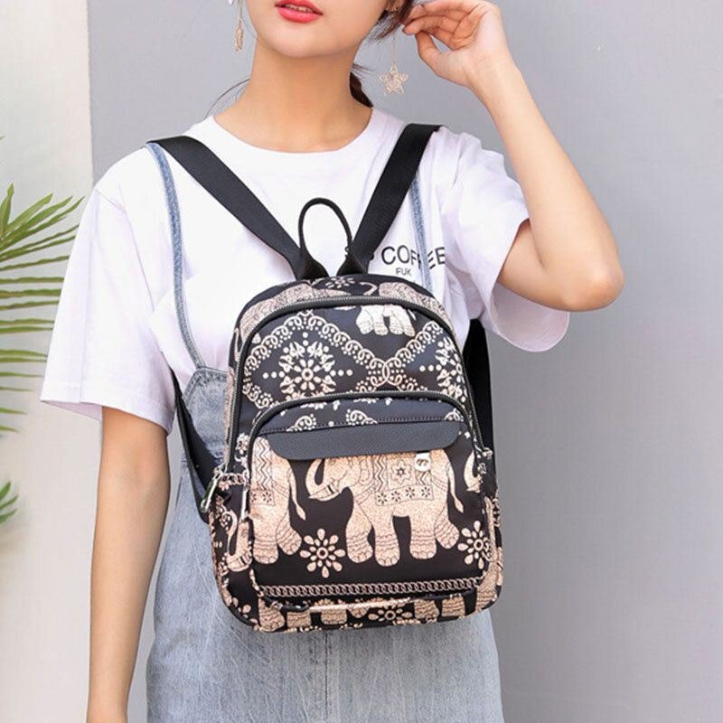 Dame Casual Ryggsekk Reiseveske Animal Flower Printed Bag