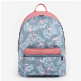 Dame Flamingo Tegneserieutskrift Ryggsekk Floral Casual Girl School Bag