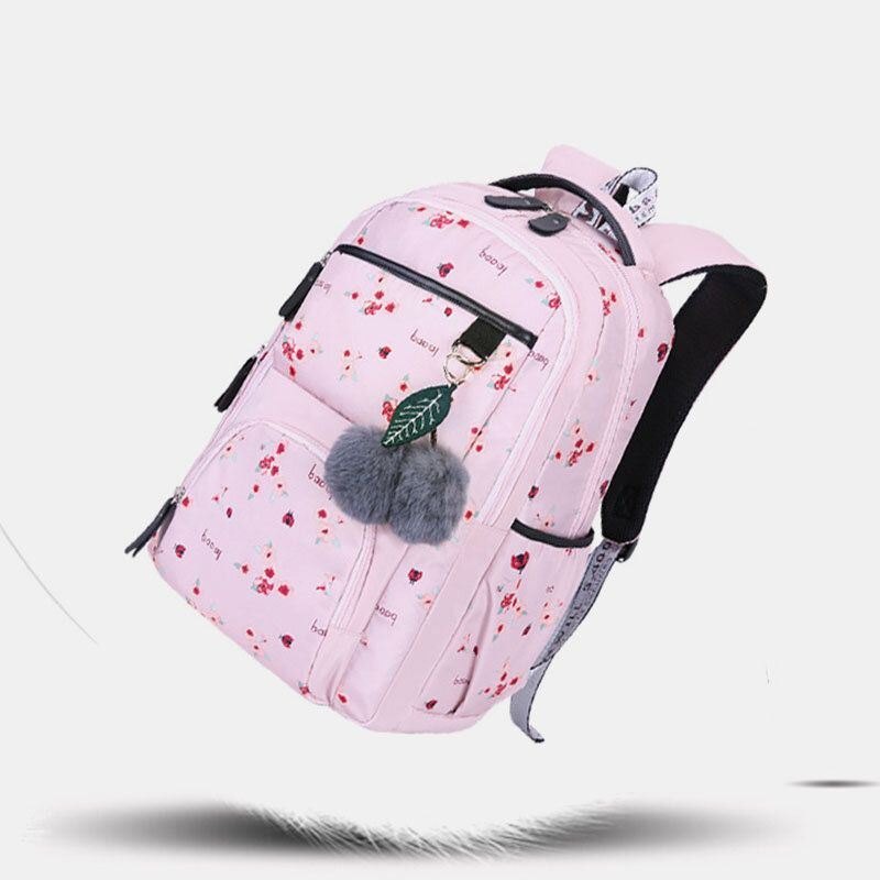 Dame Fluffy Ball Print Anti-tyveri Multifunksjon Laptop Bag Ryggsekk