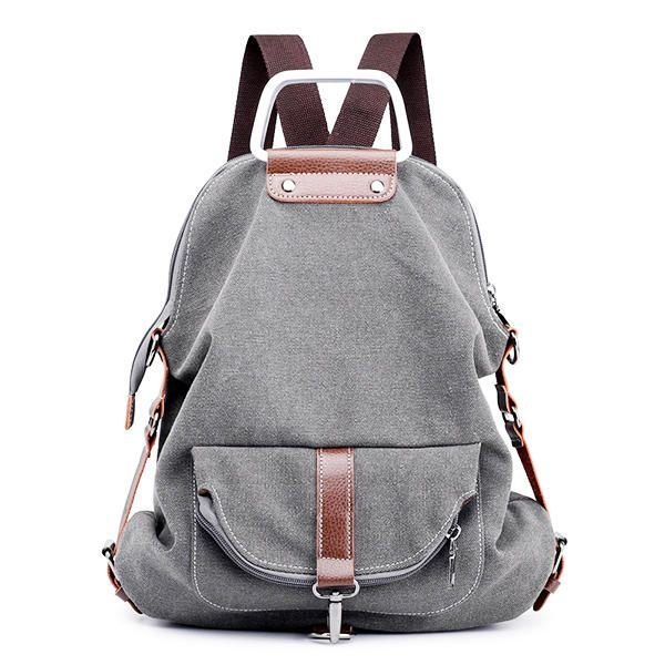 Dame Multifunksjonell Casual Messenger Bag Canvas Ryggsekk